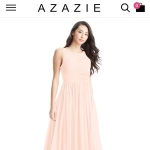 Azazie Aliya bridesmaids dress in pearl pink.